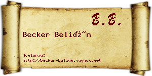 Becker Belián névjegykártya